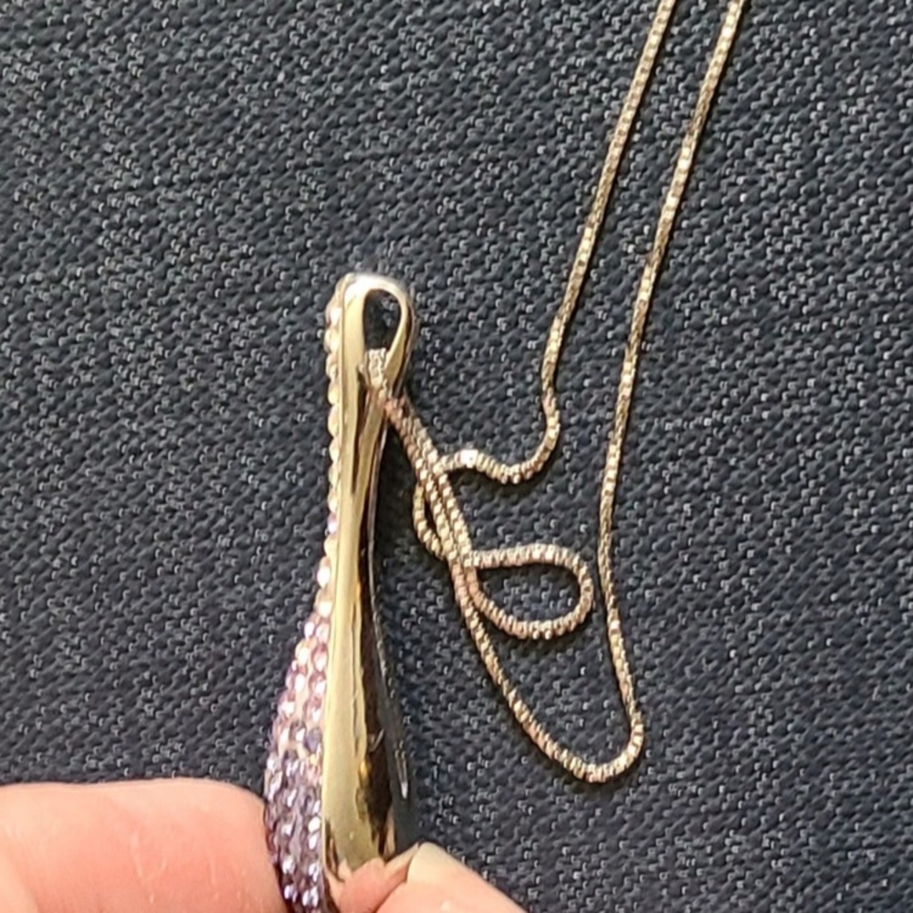 NWOT Sterling Silver /Swarovski Crystal Teardrop Pendant - Picture 4 of 7
